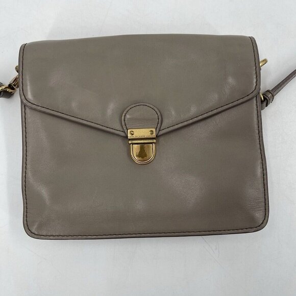 MARC BY MARC JACOBS TOP CHICRET CROSS BODY BAG CEMENT LEATHER‎ HANDBAG PURSE - Picture 1 of 16